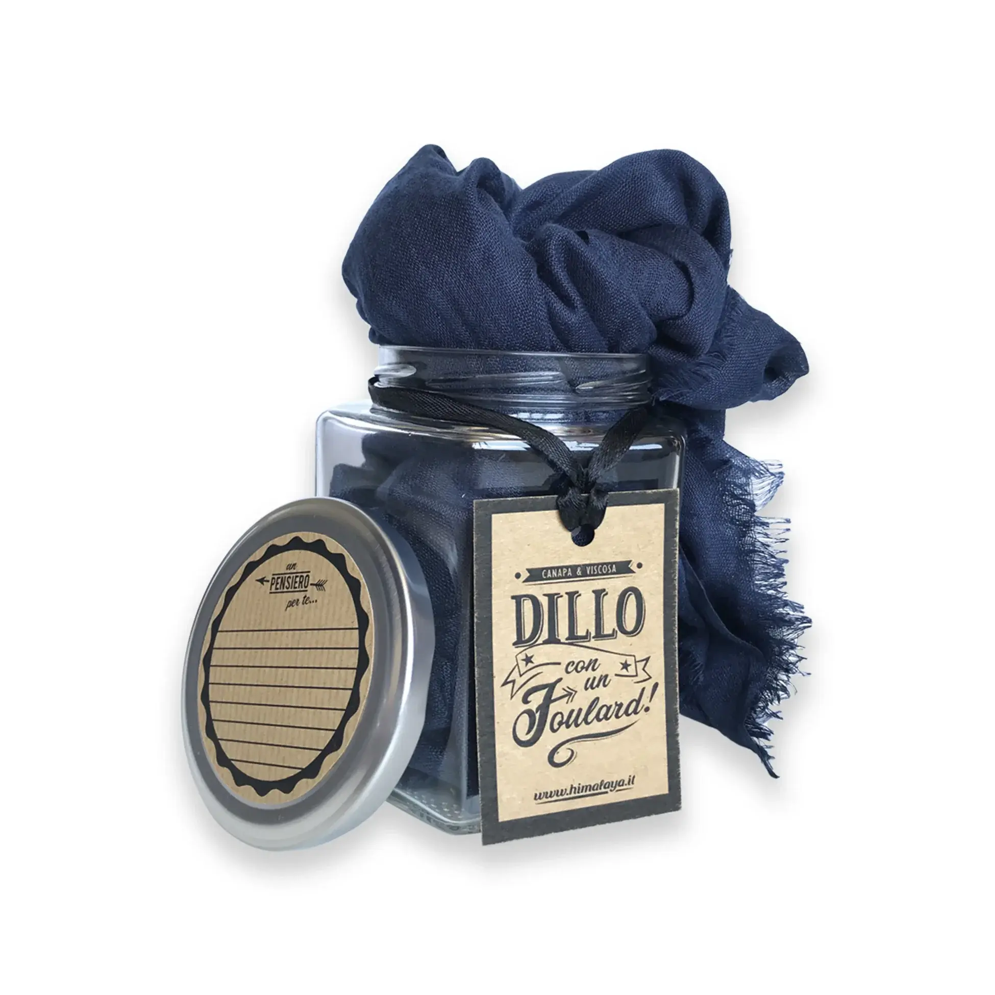 foulard canapa e viscosa in barattolo -col.blu