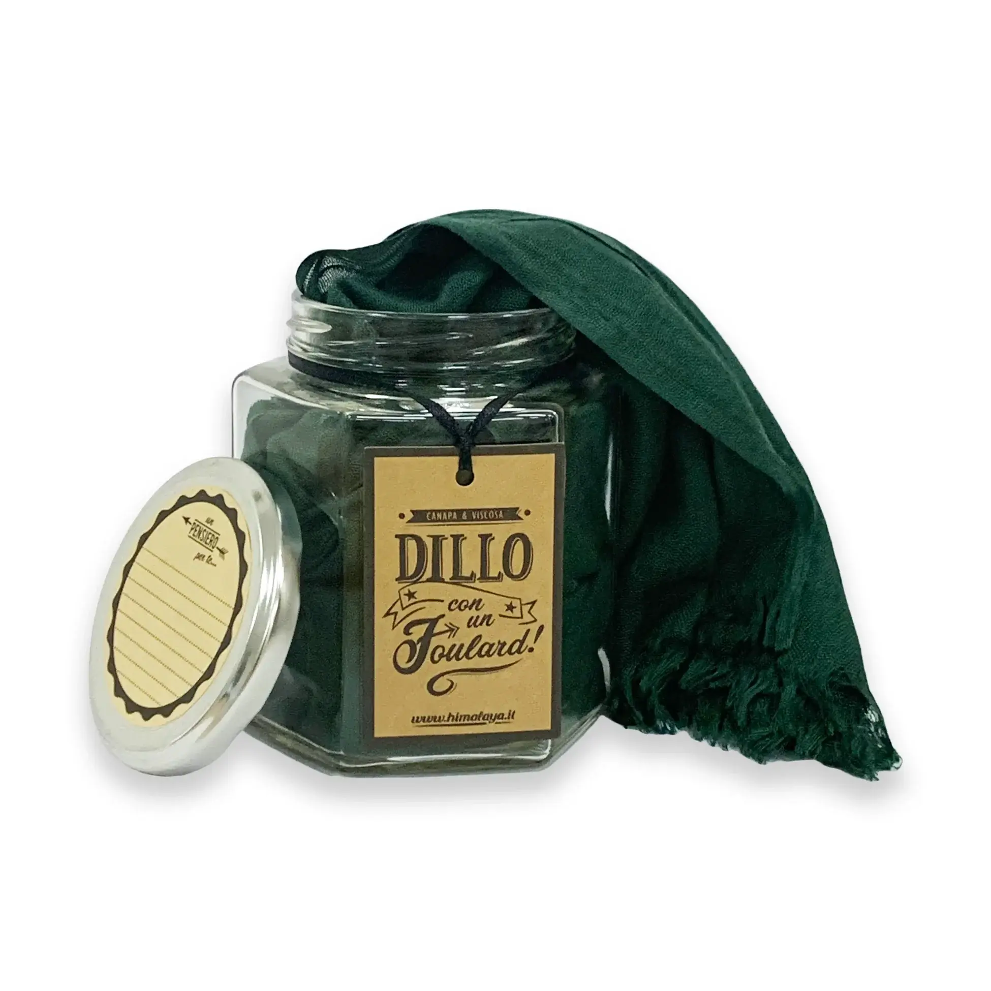foulard canapa e viscosa in barattolo -col. verde